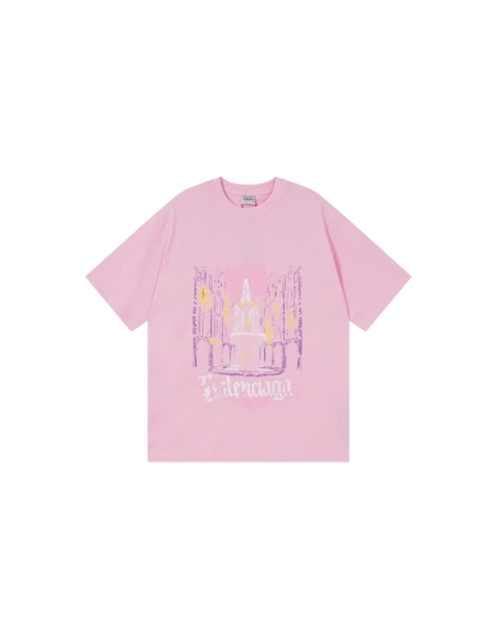 Balenciaga Place Des Vosges Printed T-shirt Pink,Balenciaga T Shirt,Tshirt,APPAREL