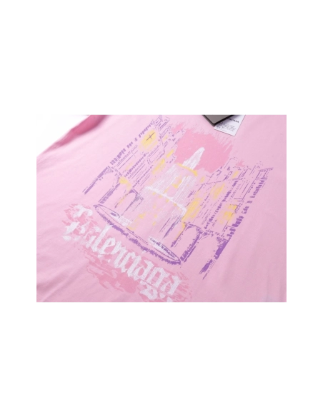 Balenciaga Place Des Vosges Printed T-shirt Pink,Balenciaga T Shirt,Tshirt,APPAREL
