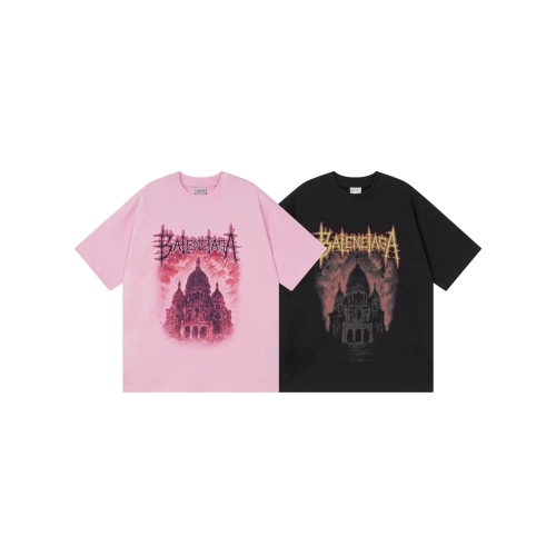 Balenciaga Paris Sacr233;-C?ur Basilica Printed T-shirt Black Pink,Balenciaga T Shirt,Tshirt,APPAREL