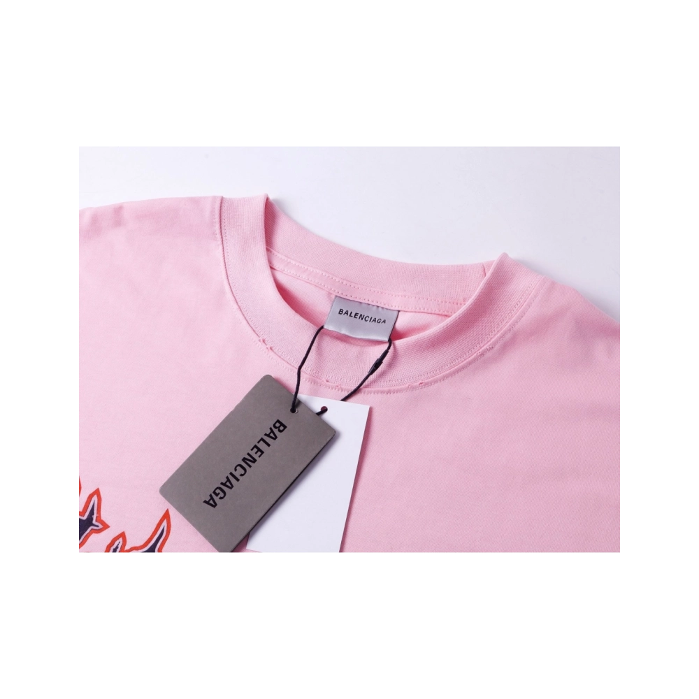 Balenciaga Paris Sacr233;-C?ur Basilica Printed T-shirt Black Pink,Balenciaga T Shirt,Tshirt,APPAREL