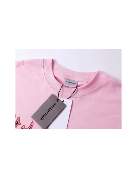 Balenciaga Paris Sacr233;-C?ur Basilica Printed T-shirt Black Pink,Balenciaga T Shirt,Tshirt,APPAREL