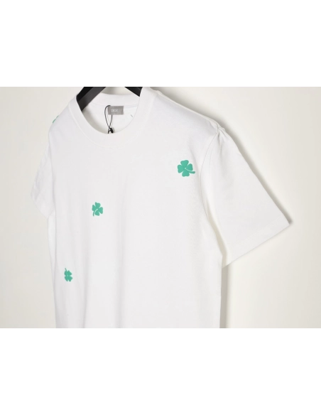 Dior flocked foam four-leaf clover logo short-sleeved T-shirt,Dior