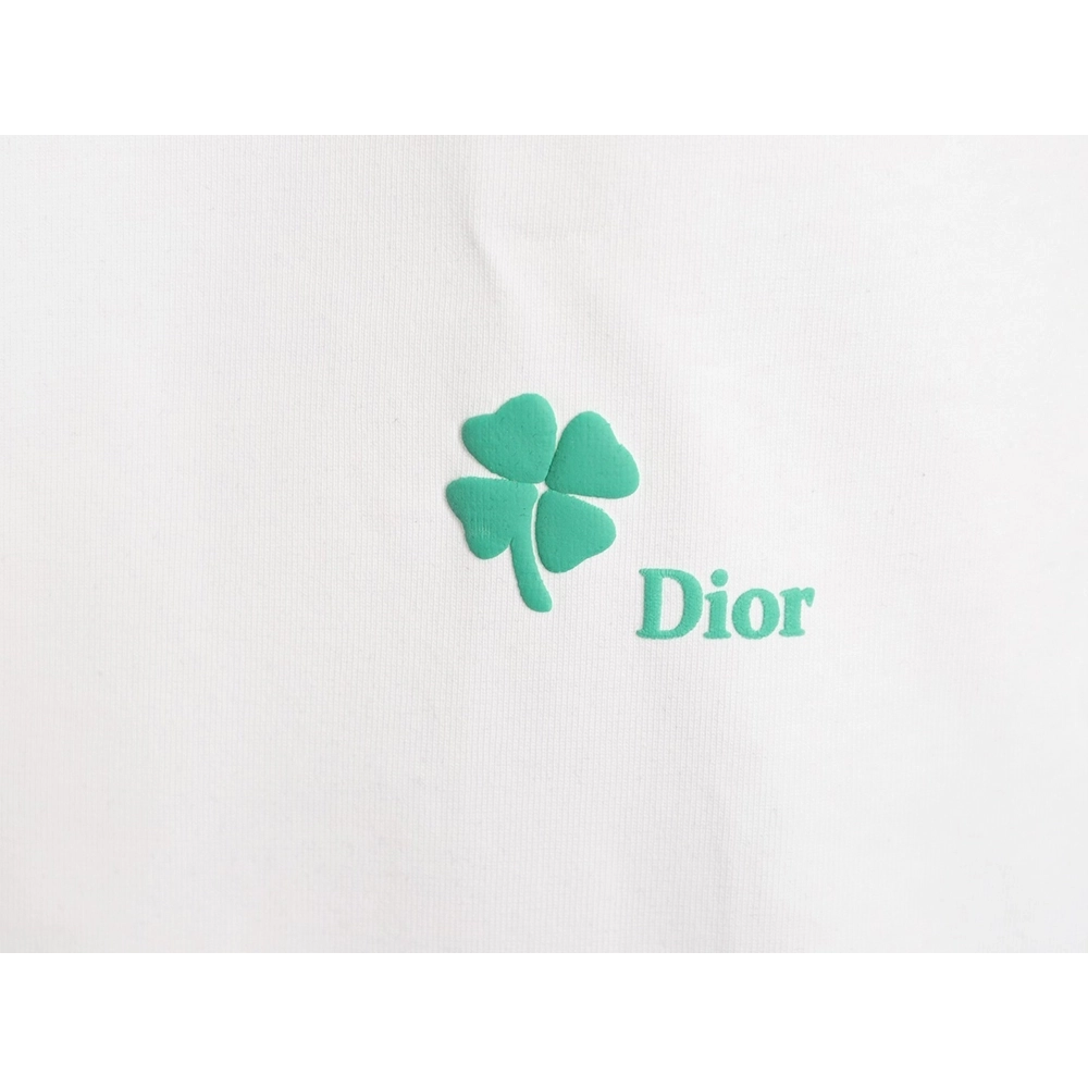 Dior flocked foam four-leaf clover logo short-sleeved T-shirt,Dior