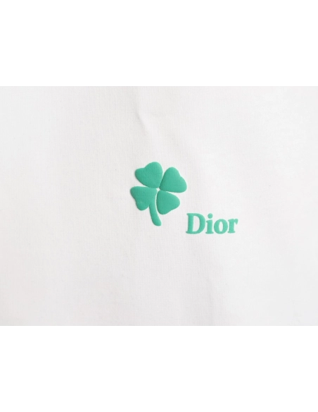 Dior flocked foam four-leaf clover logo short-sleeved T-shirt,Dior