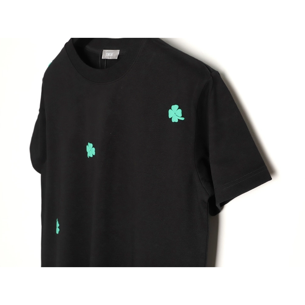 Dior flocked foam four-leaf clover logo short-sleeved T-shirt TSK1,Dior