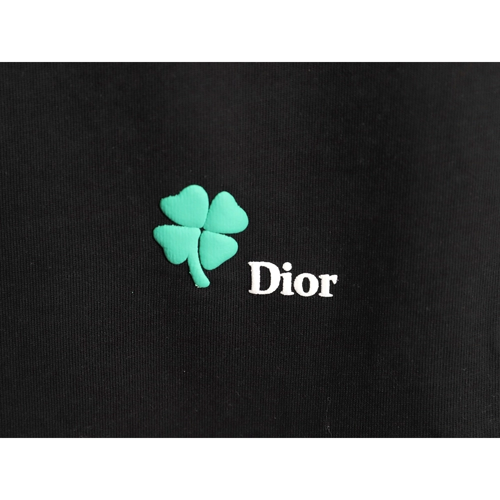 Dior flocked foam four-leaf clover logo short-sleeved T-shirt TSK1,Dior