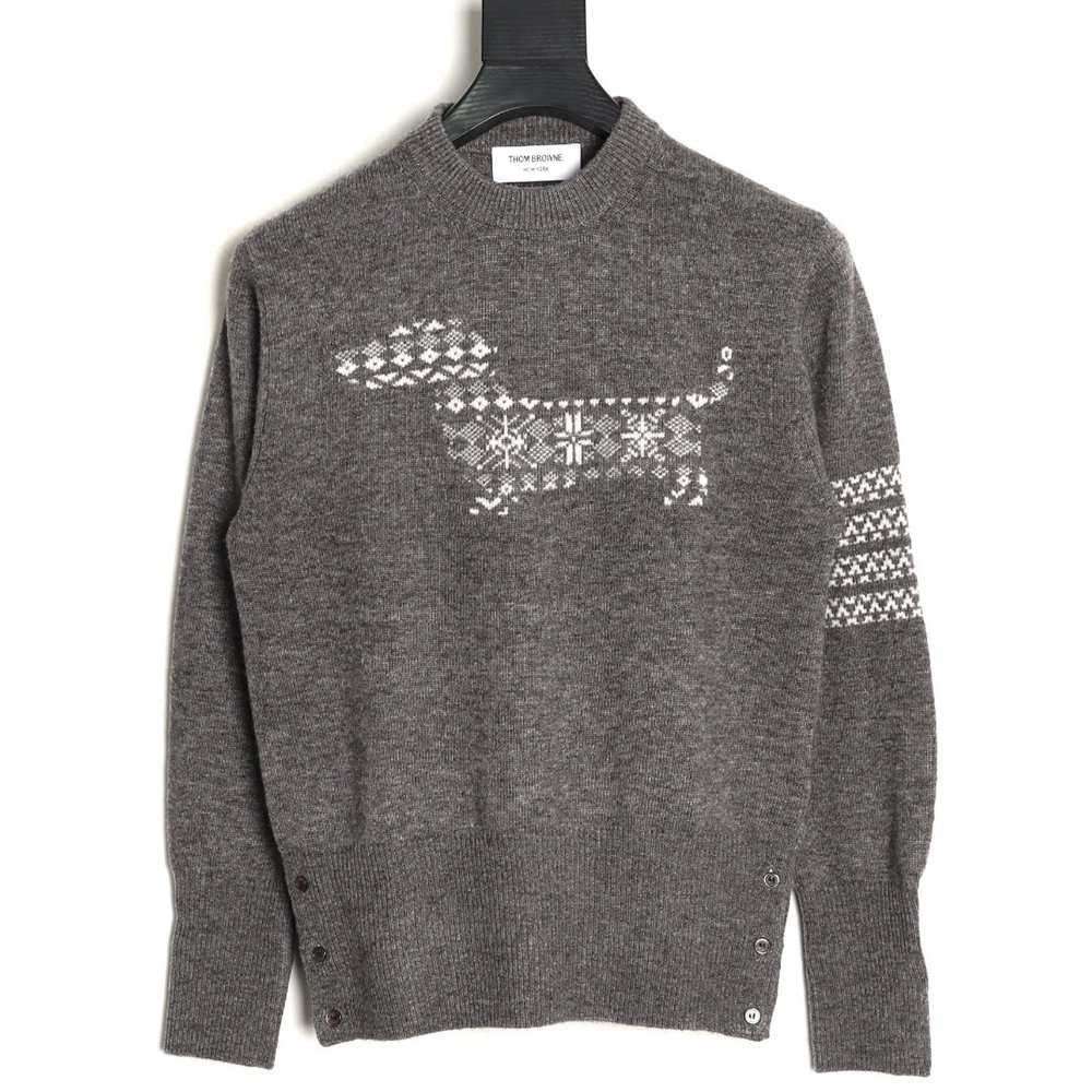 Thom Browne Snowflake Puppy Crewneck Sweater,Thom Browne