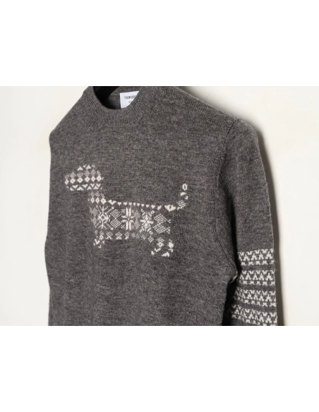 Thom Browne Snowflake Puppy Crewneck Sweater,Thom Browne