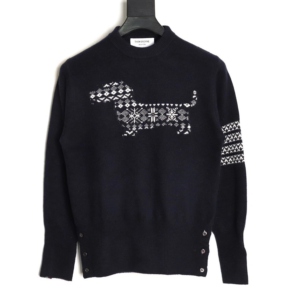 Thom Browne Snowflake Puppy Crewneck Sweater TSK1,Thom Browne