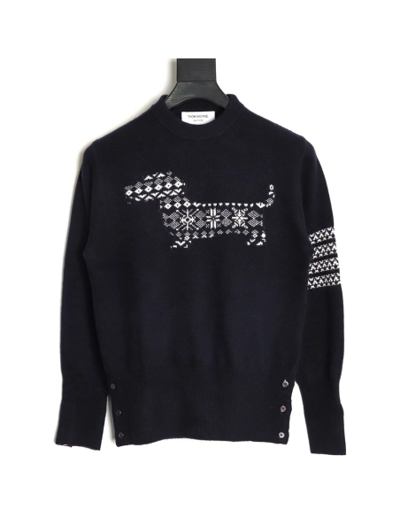 Thom Browne Snowflake Puppy Crewneck Sweater TSK1,Thom Browne
