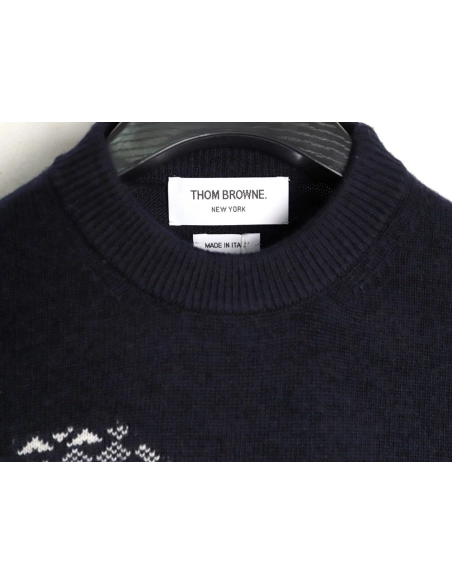 Thom Browne Snowflake Puppy Crewneck Sweater TSK1,Thom Browne