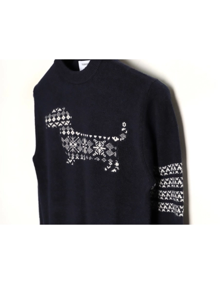 Thom Browne Snowflake Puppy Crewneck Sweater TSK1,Thom Browne