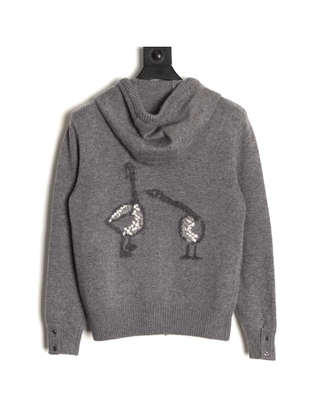 Thom Browne Goose-Patterned Wool Hooded Jacket,Thom Browne
