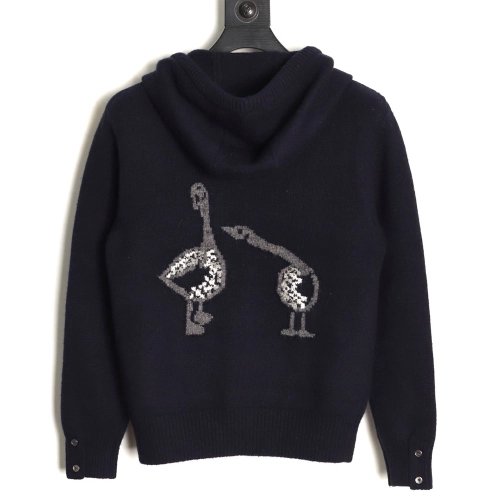 Thom Browne Goose-Patterned Wool Hooded Jacket TSK1,Thom Browne