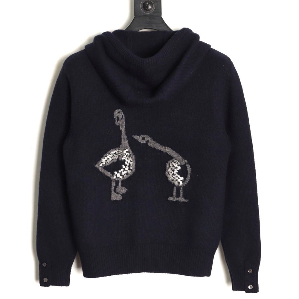 Thom Browne Goose-Patterned Wool Hooded Jacket TSK1,Thom Browne