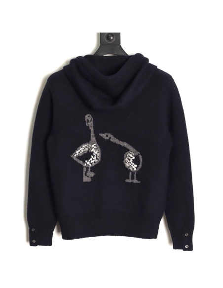 Thom Browne Goose-Patterned Wool Hooded Jacket TSK1,Thom Browne