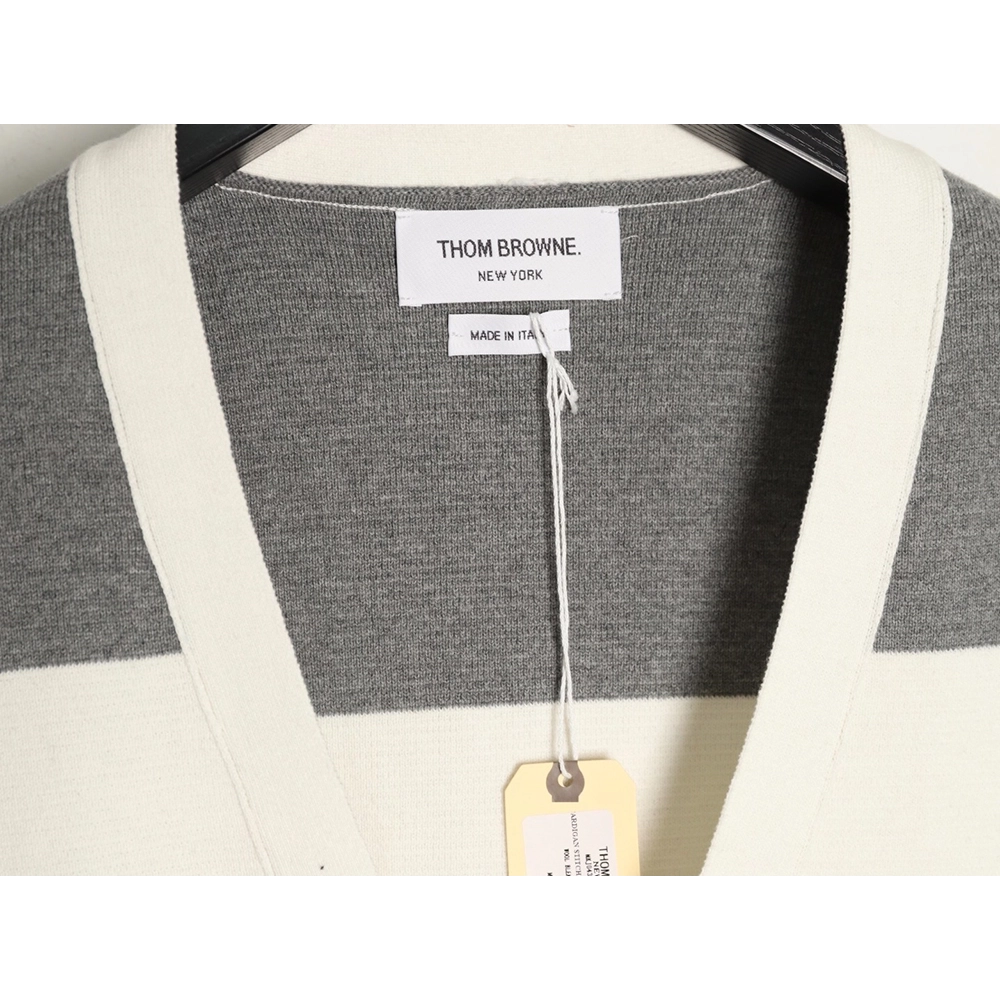 Thom Browne wide striped knit cardigan sweater,Thom Browne