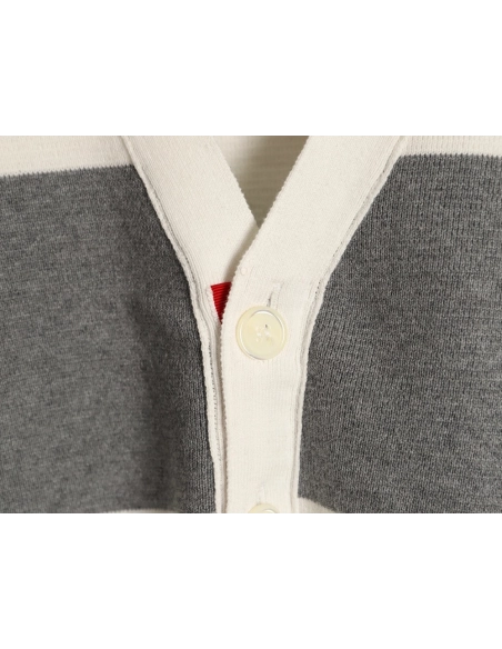 Thom Browne wide striped knit cardigan sweater,Thom Browne