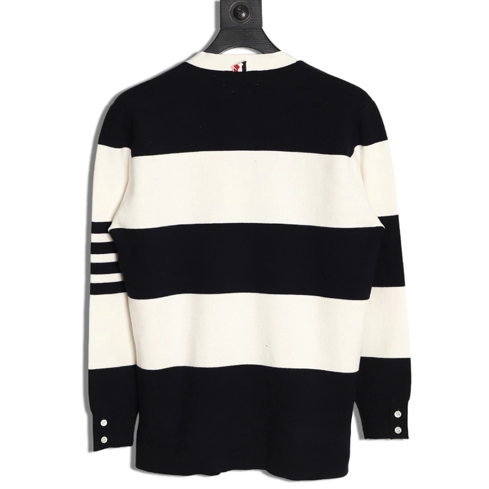 Thom Browne wide striped knit cardigan sweater TSK1,Thom Browne