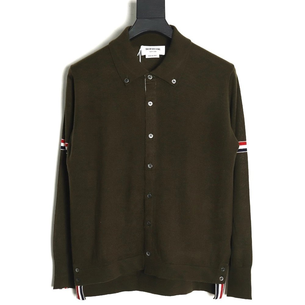 Thom Browne sleeve patch Australian wool collar cardigan,Thom Browne