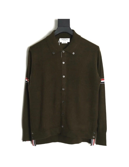 Thom Browne sleeve patch Australian wool collar cardigan,Thom Browne