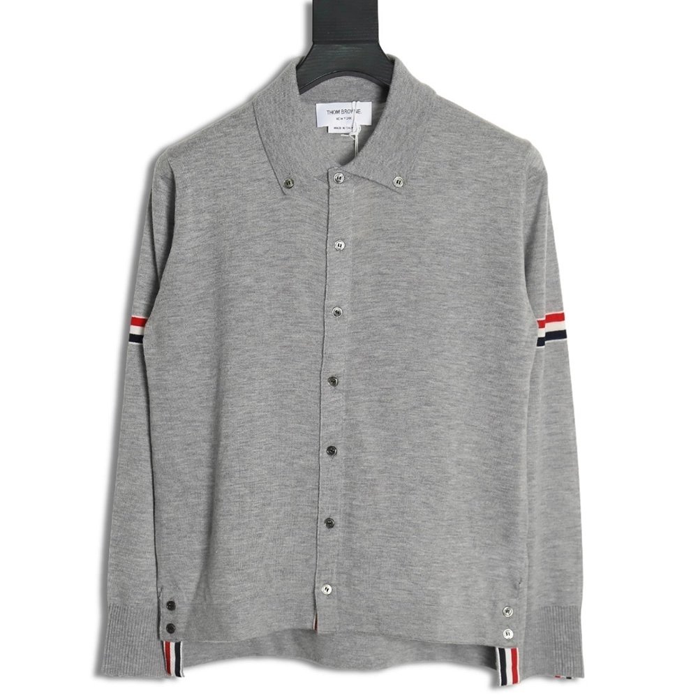 Thom Browne sleeve patch Australian wool collar cardigan TSK1,Thom Browne
