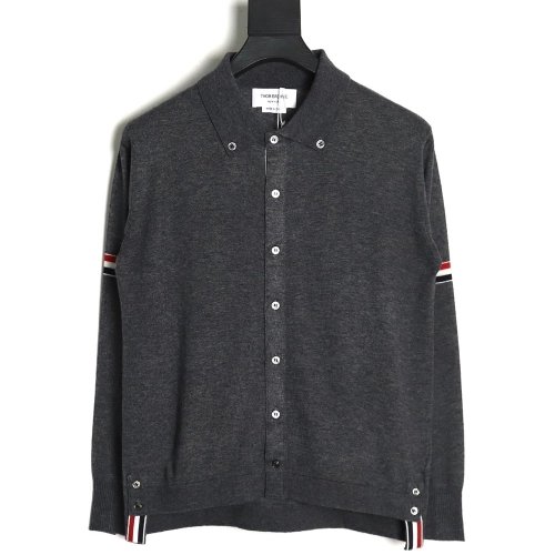 Thom Browne sleeve patch Australian wool collar cardigan TSK2,Thom Browne