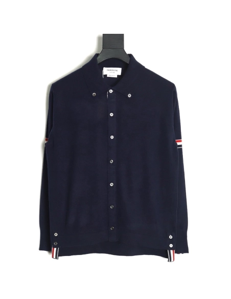 Thom Browne sleeve patch Australian wool collar cardigan TSK4,Thom Browne