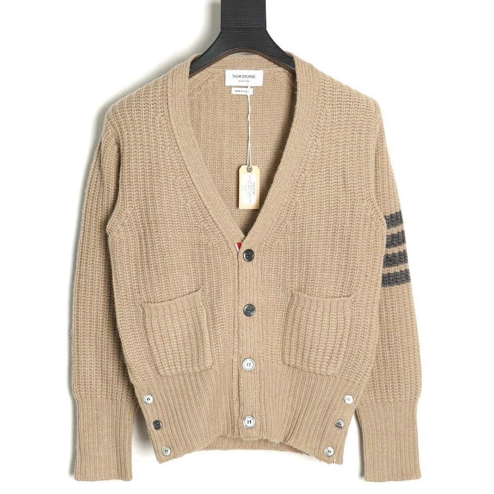 Thom Browne Thick Cardigan with Ribbon Knit TSK1,Thom Browne