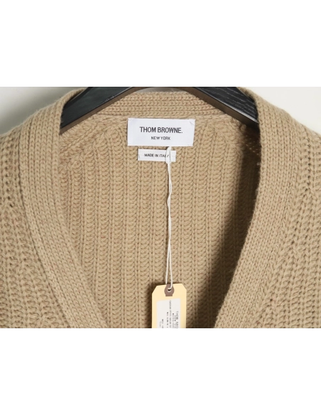 Thom Browne Thick Cardigan with Ribbon Knit TSK1,Thom Browne