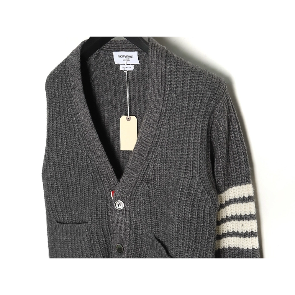 Thom Browne Thick Cardigan with Ribbon Knit,Thom Browne