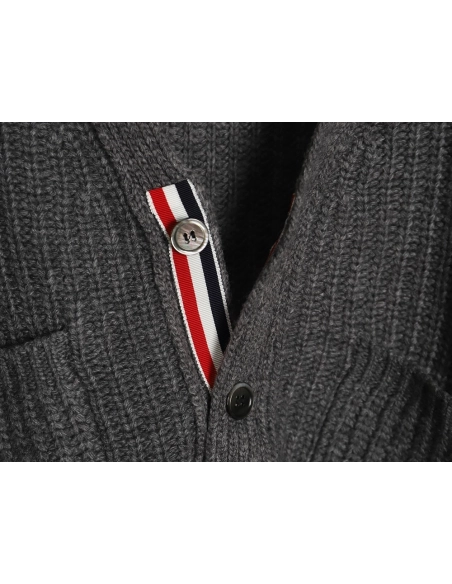 Thom Browne Thick Cardigan with Ribbon Knit,Thom Browne
