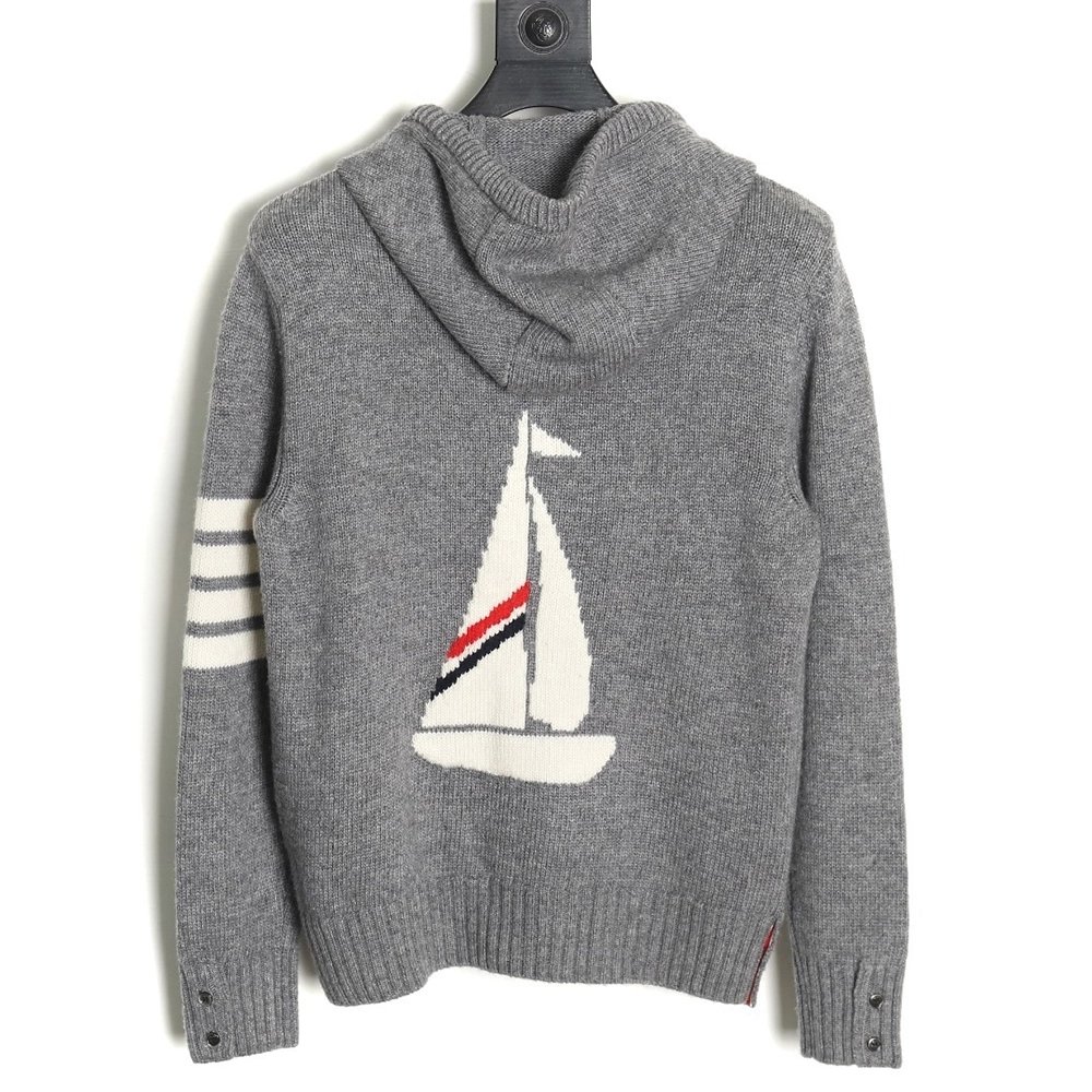 Thom Browne sailboat wool hooded jacket TSK1,Thom Browne