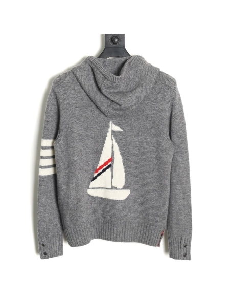 Thom Browne sailboat wool hooded jacket TSK1,Thom Browne