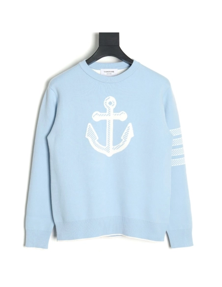 Thom Browne Anchor Crewneck Sweater,Thom Browne
