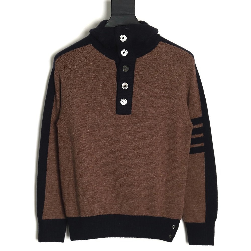 Thom Browne color-blocked wool collar sweater TSK1,Thom Browne