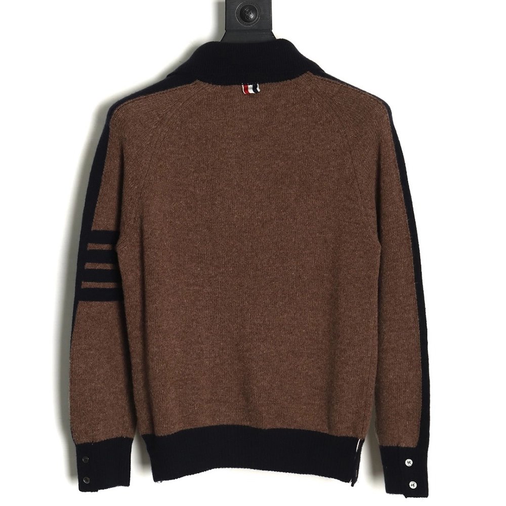 Thom Browne color-blocked wool collar sweater TSK1,Thom Browne