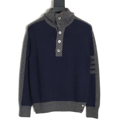 Thom Browne color-blocked wool collar sweater,Thom Browne