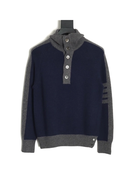 Thom Browne color-blocked wool collar sweater,Thom Browne