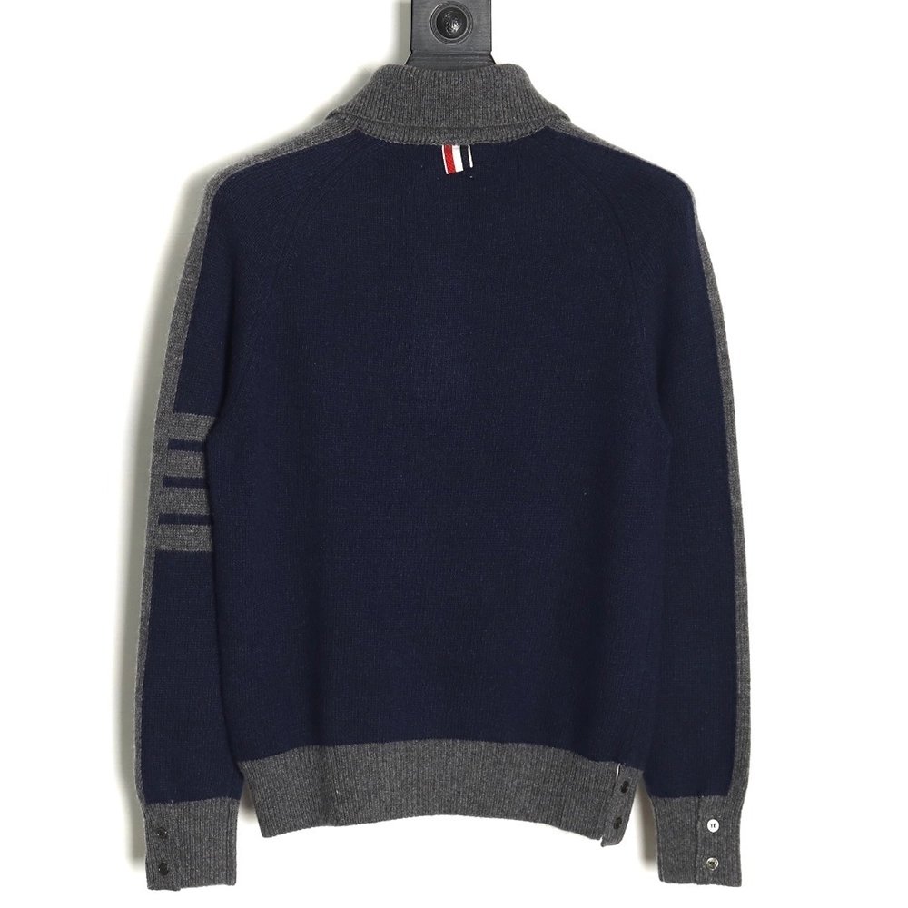 Thom Browne color-blocked wool collar sweater,Thom Browne