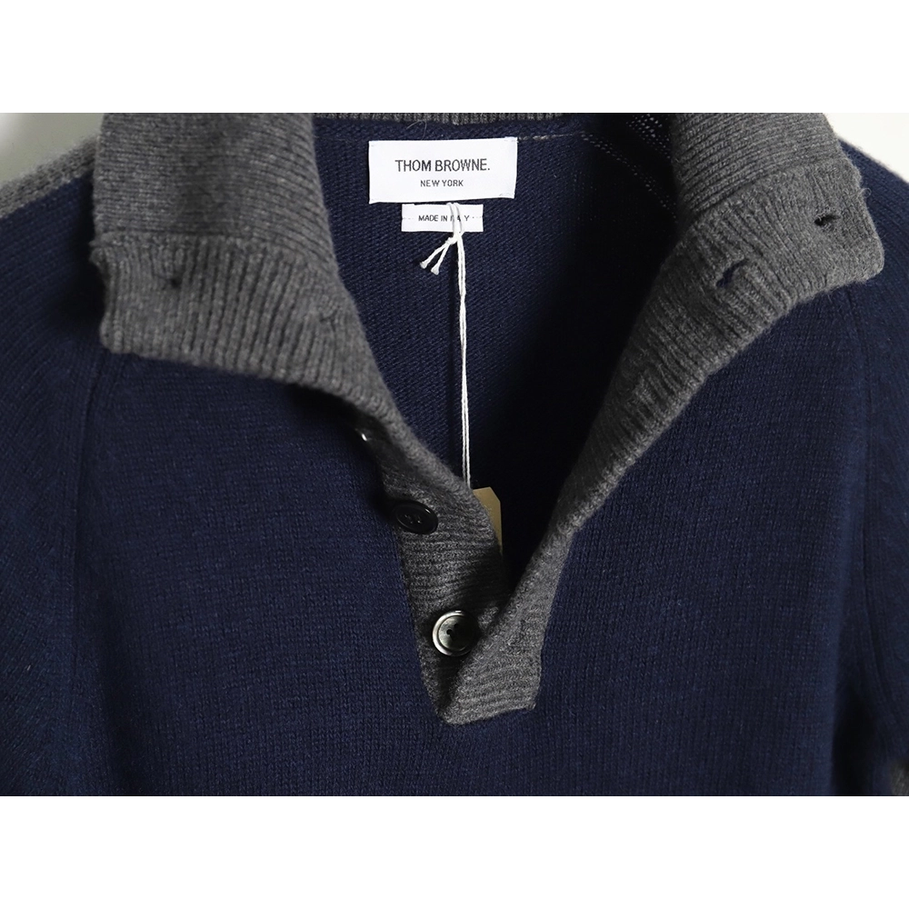 Thom Browne color-blocked wool collar sweater,Thom Browne