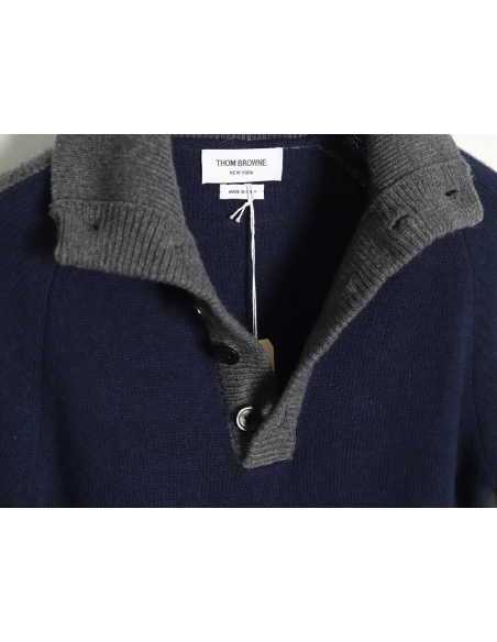 Thom Browne color-blocked wool collar sweater,Thom Browne