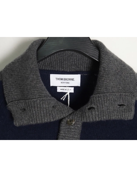 Thom Browne color-blocked wool collar sweater,Thom Browne