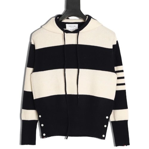 Thom Browne Wide-Stripe Knitted Hoodie TSK2,Thom Browne