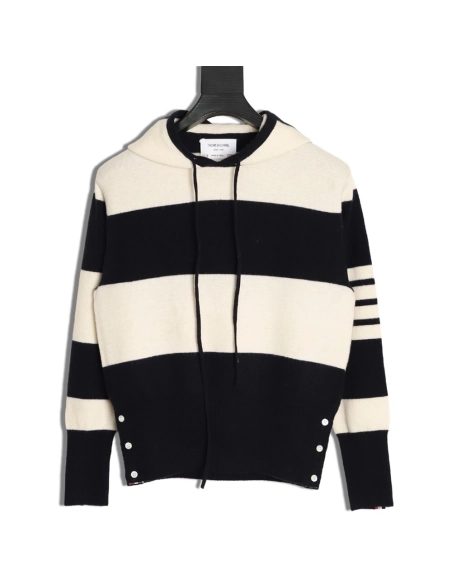 Thom Browne Wide-Stripe Knitted Hoodie TSK2,Thom Browne