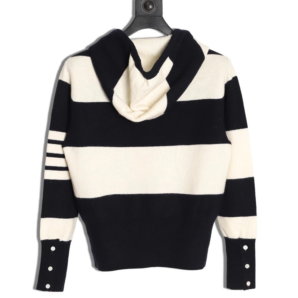Thom Browne Wide-Stripe Knitted Hoodie TSK2,Thom Browne
