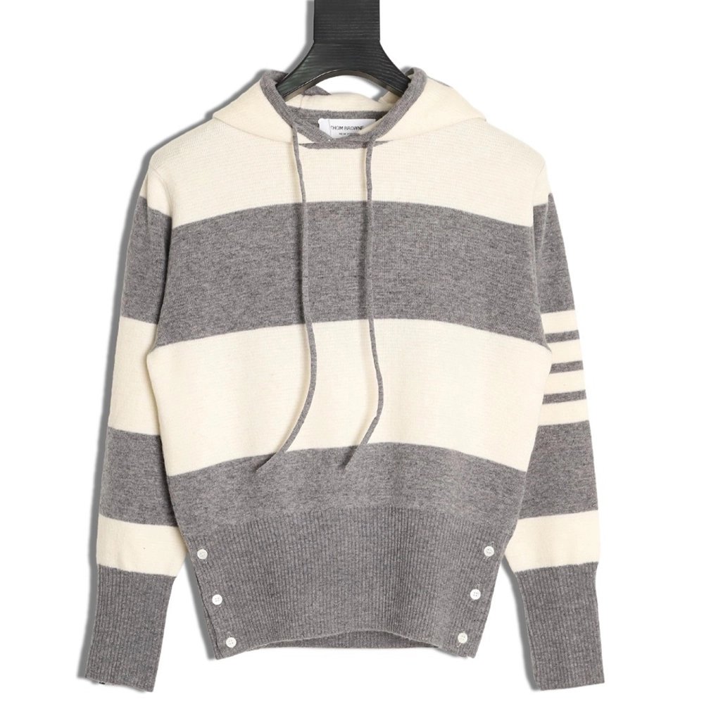 Thom Browne Wide-Stripe Knitted Hoodie TSK1,Thom Browne