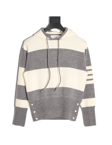 Thom Browne Wide-Stripe Knitted Hoodie TSK1,Thom Browne