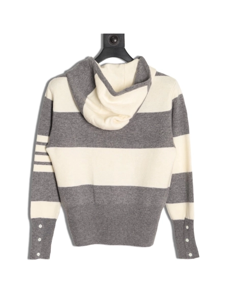 Thom Browne Wide-Stripe Knitted Hoodie TSK1,Thom Browne