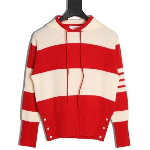 Thom Browne Wide-Stripe Knitted Hoodie,Thom Browne